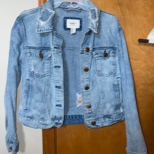 Distressed jean jacket